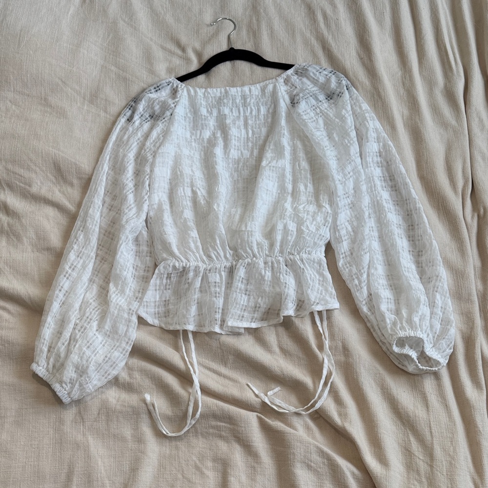 Lulus White Billowy Sleeve Top - Picture 4 of 4